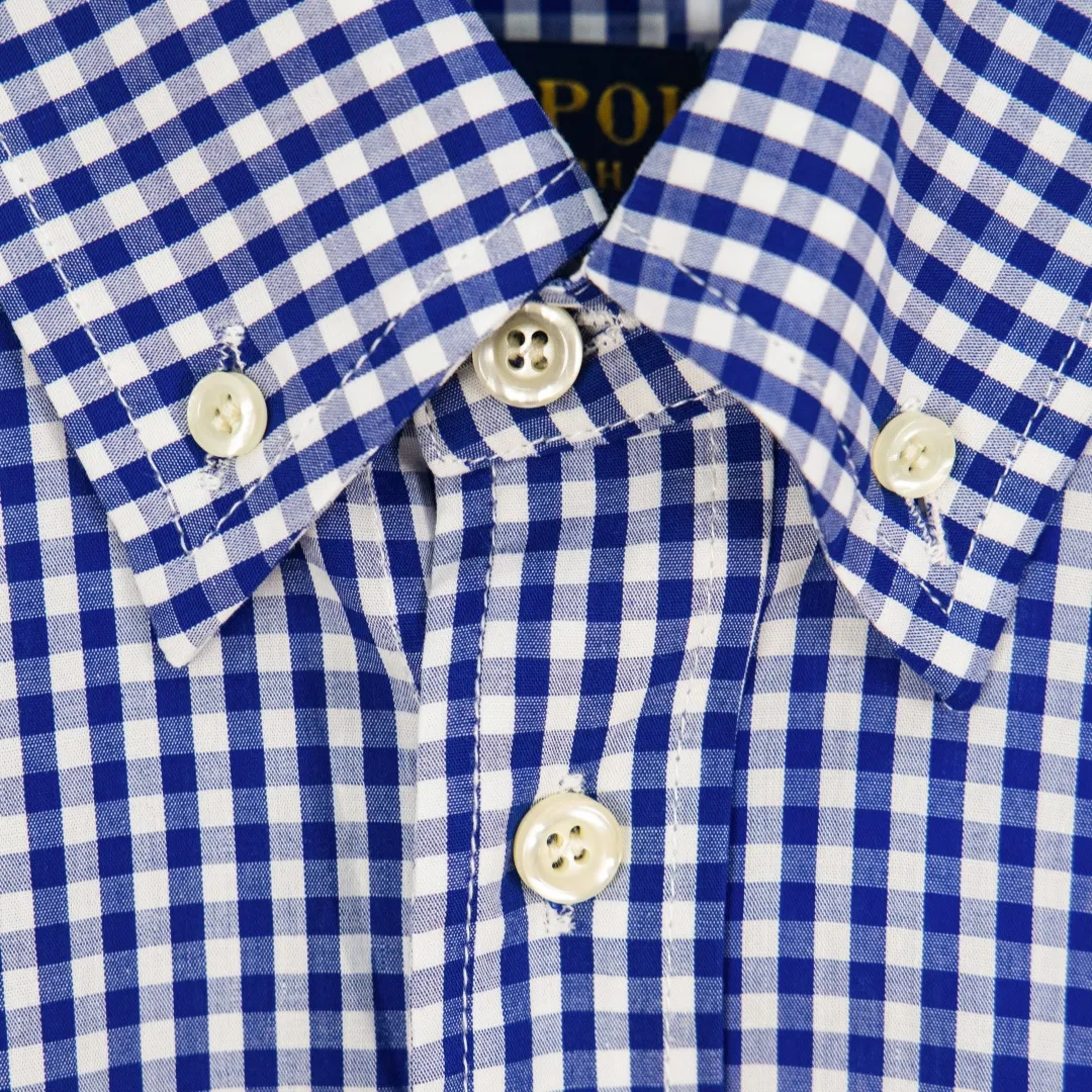 P280 zp version [exclusive supply] Ralph Lauren/Ralph Lauren 2025SS Evergreen Vintage style poplin casual color 0.5 grid long-sleeved casual shirt, 100% restoration of workmanship, embedded seam clean edge processing, upper back broken seam reorganization, better fit ✅ 100% cotton poplin cotton, smooth feel, pre-car wash treatment, yarn is tighter ✅ Custom dyed original pearlescent white buttons, size partition✅ There is a special shaped chiffon foil inside the collar door tube, which is not easy to deform and pull. ✅ RL refreshing plaid shirt is more naughty and colorful than the simpleness of the solid color shirt. It can be salty or sweet. Daily travel and travel. The production rate is very high. The style is customized. Color: Pink Blue Size: S M L XL Number: WW10965
